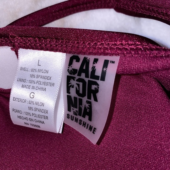 One piece side ruche bathing suit plum L - Picture 2 of 2